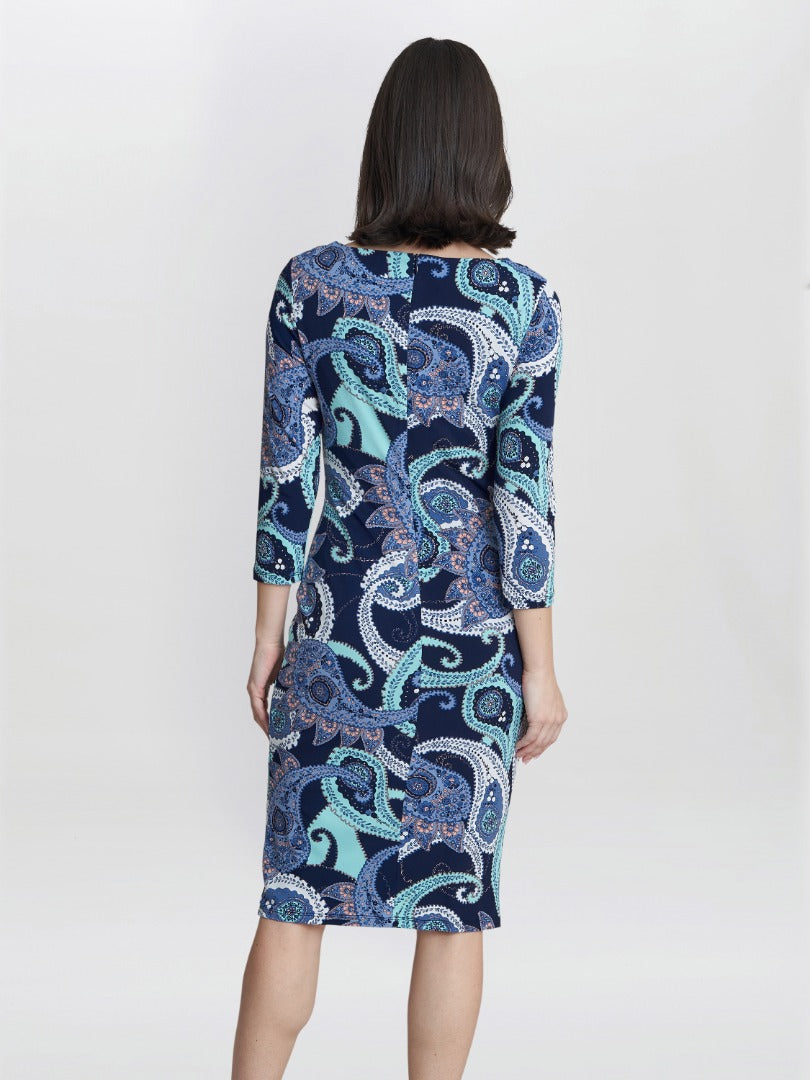  Alyssa Printed Jersey Cowl Neck Dress