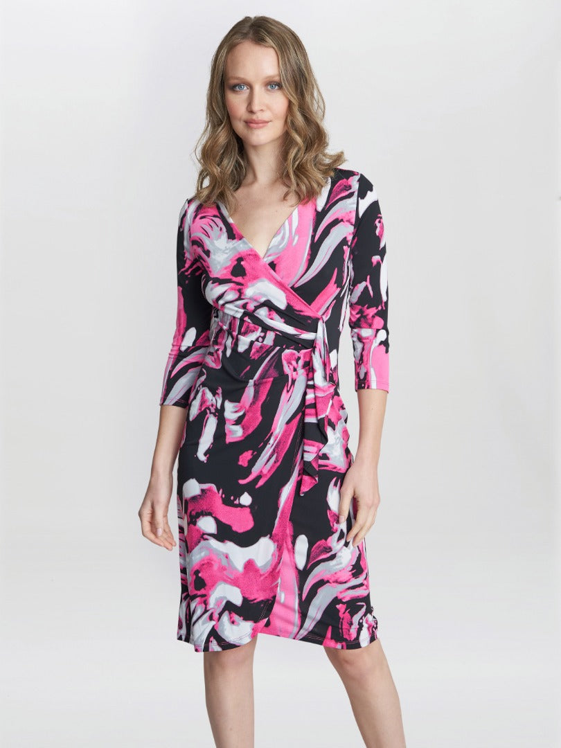  Anabelle Printed Jersey Ruffle Dress