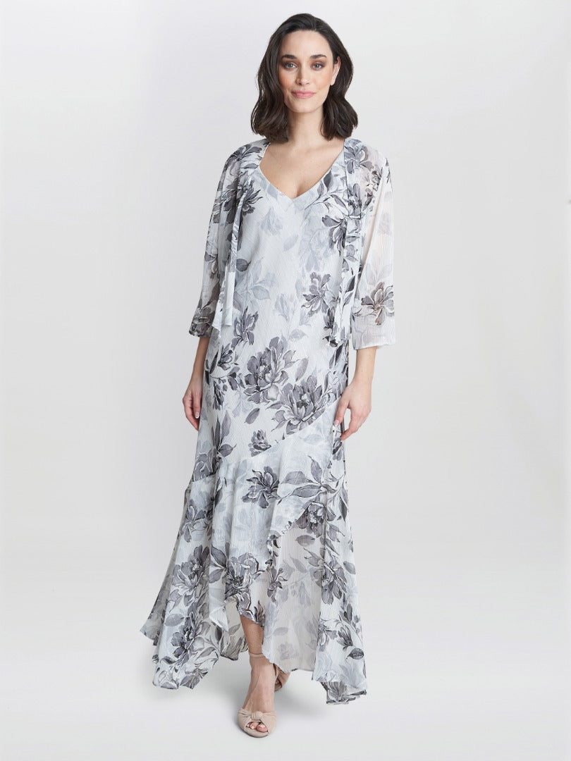  Mandy Midi Length Sleeveless Printed Dress And Jacket
