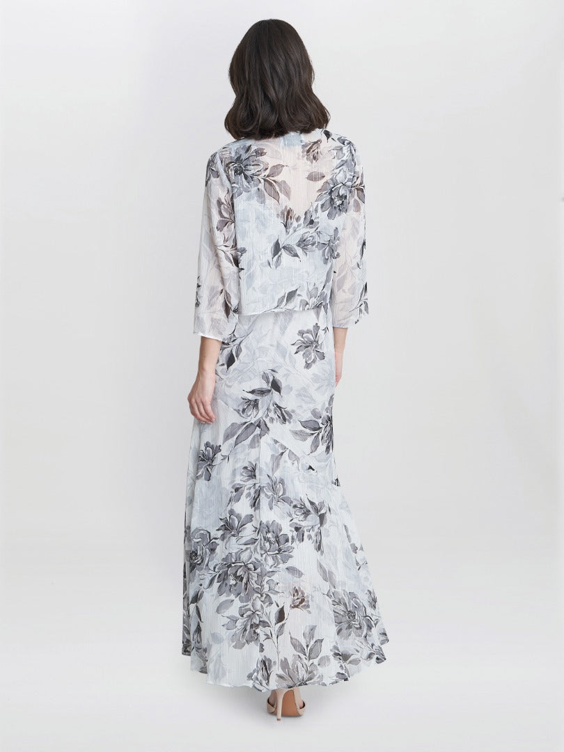  Mandy Midi Length Sleeveless Printed Dress And Jacket