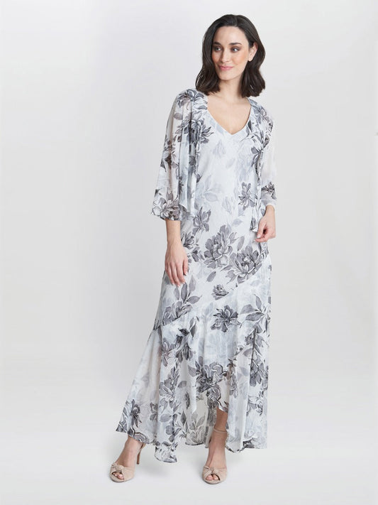  Mandy Midi Length Sleeveless Printed Dress And Jacket