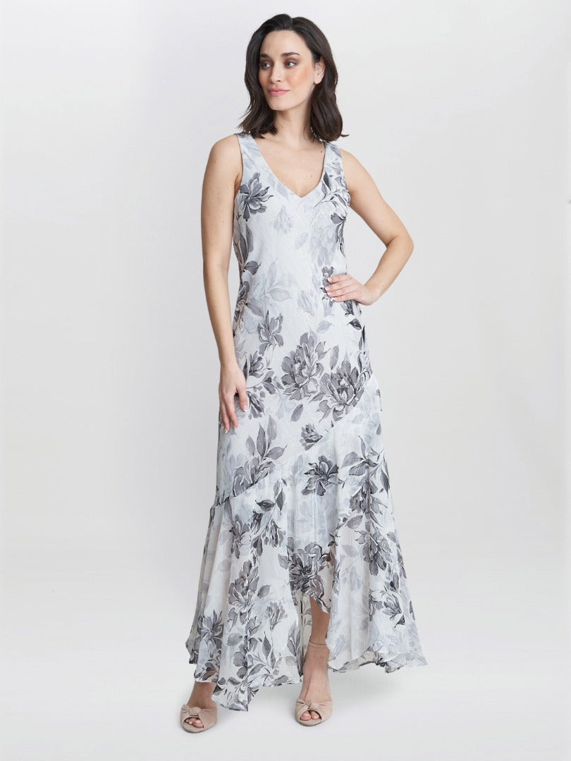  Mandy Midi Length Sleeveless Printed Dress And Jacket