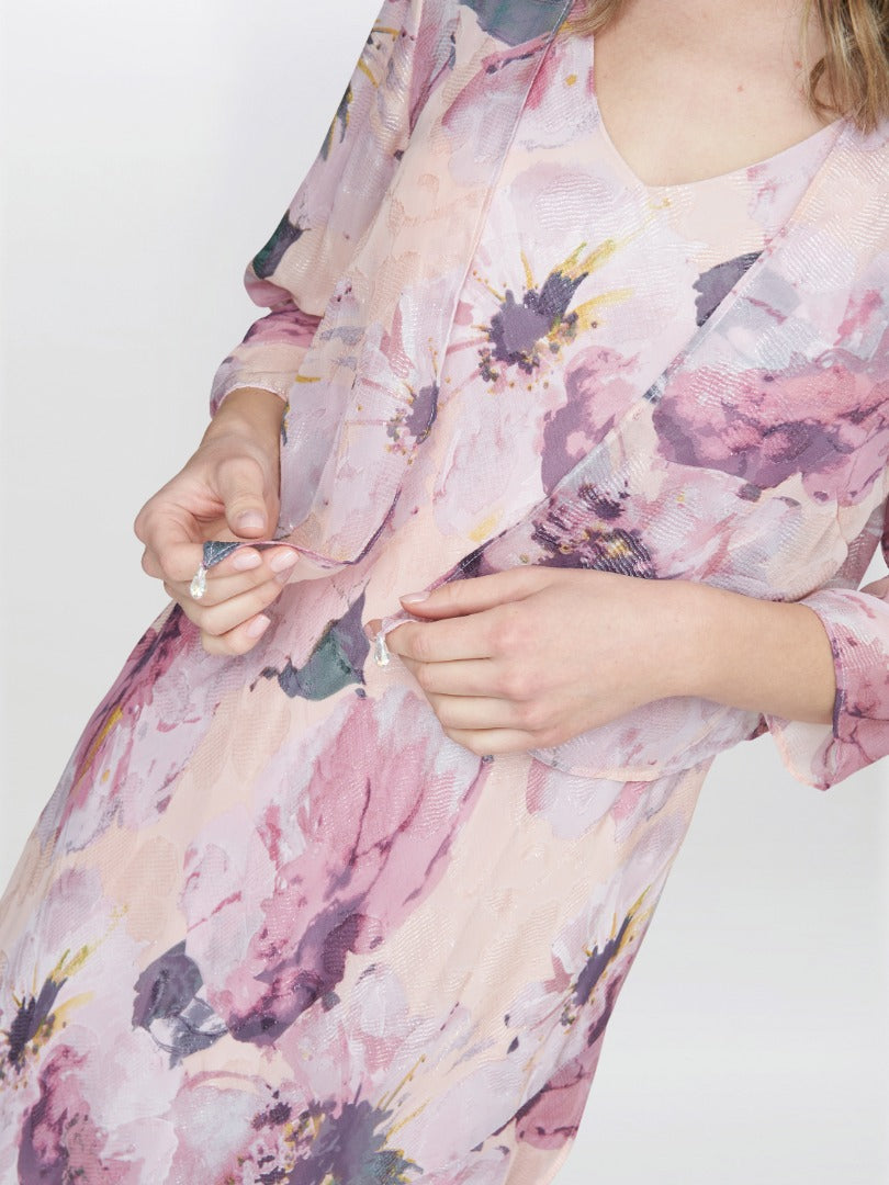  Nadia Midi Length Chiffon Printed Dress And Jacket