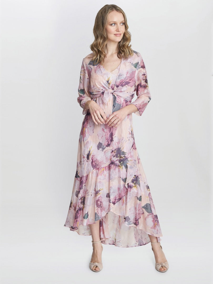  Nadia Midi Length Chiffon Printed Dress And Jacket