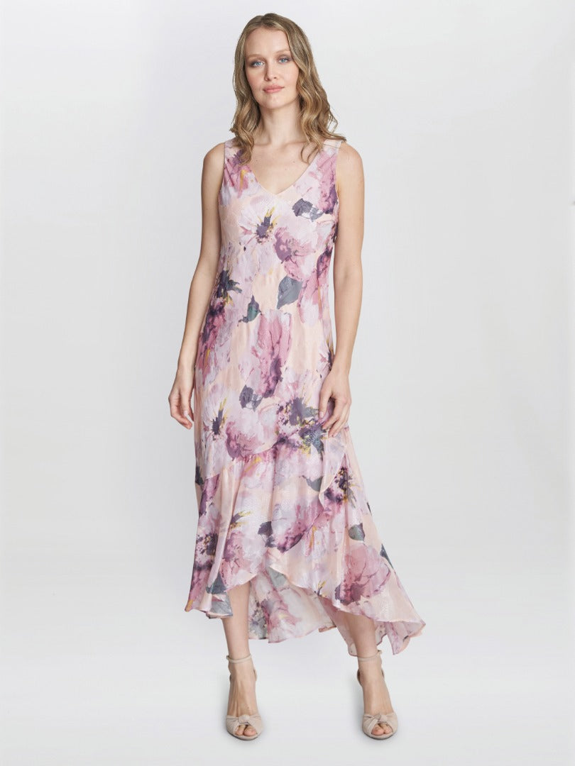  Nadia Midi Length Chiffon Printed Dress And Jacket
