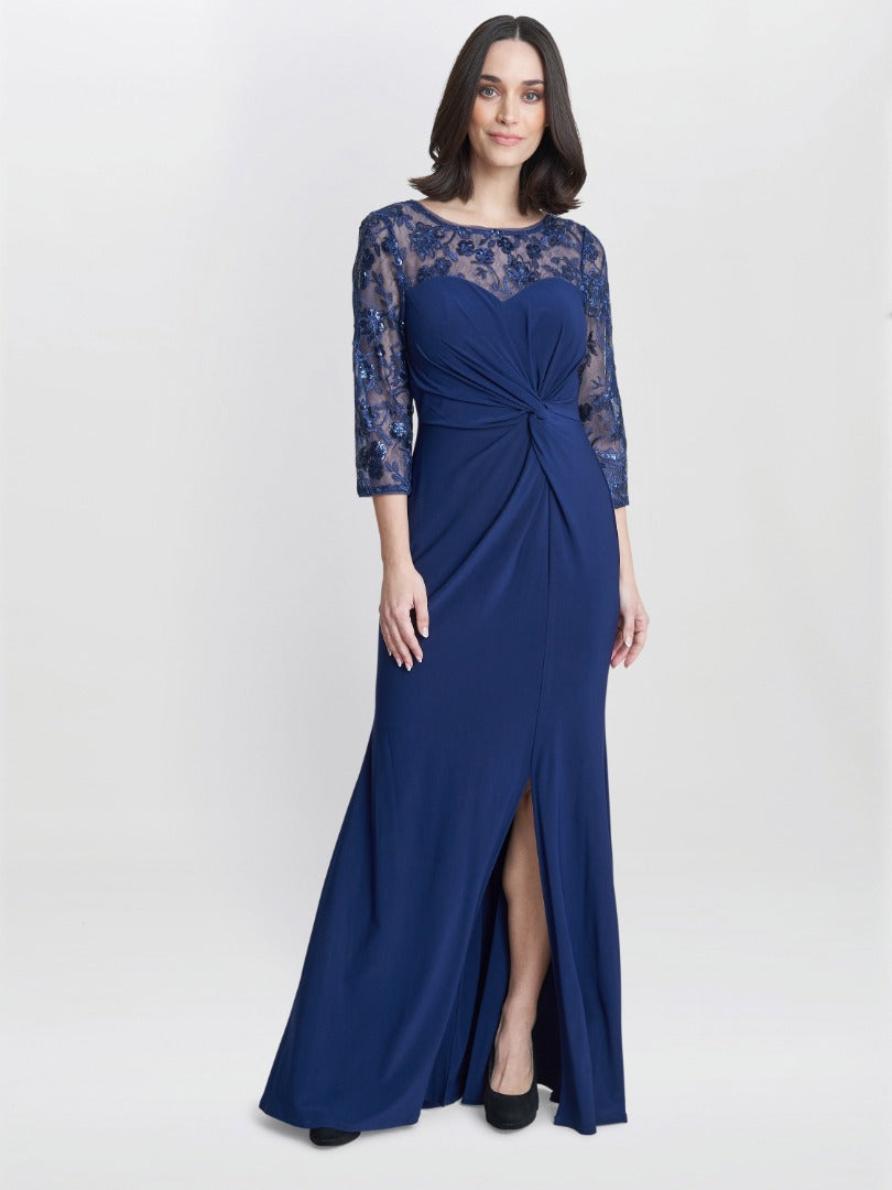  Sonia Maxi Knot Front Sweetheart Dress