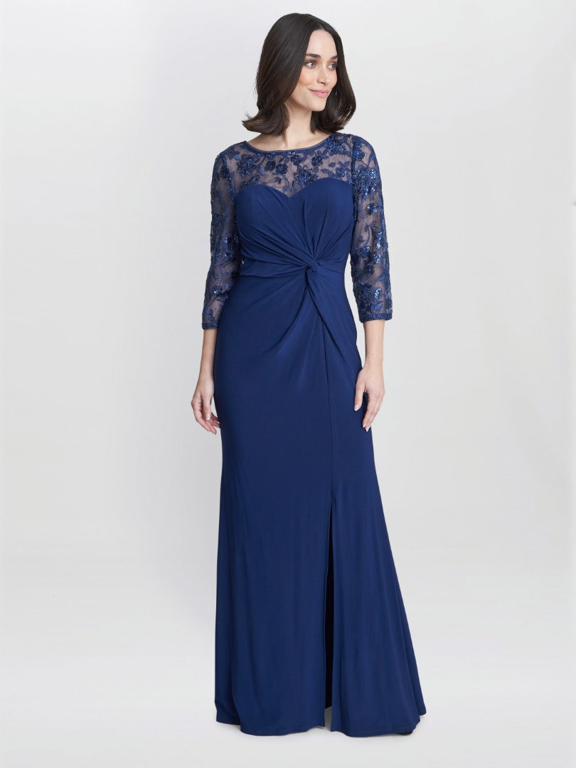  Sonia Maxi Knot Front Sweetheart Dress