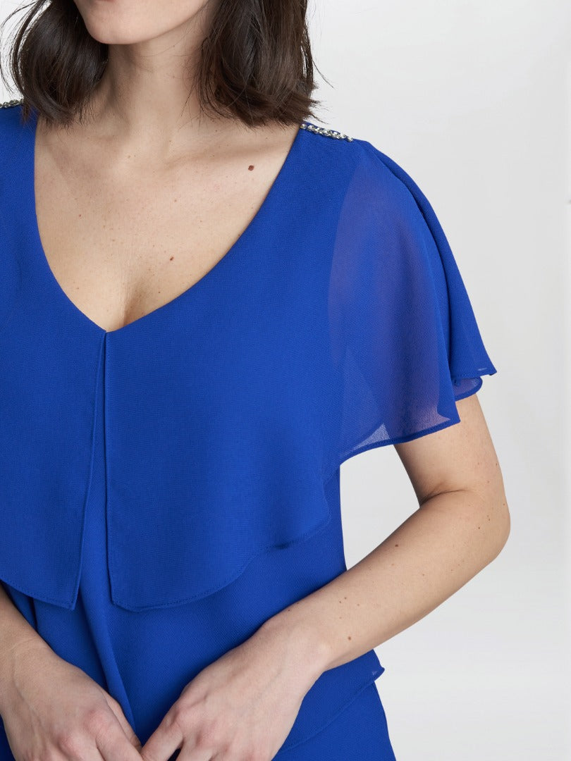  Rebecca Midi Tiered Dress With Shoulder Trim