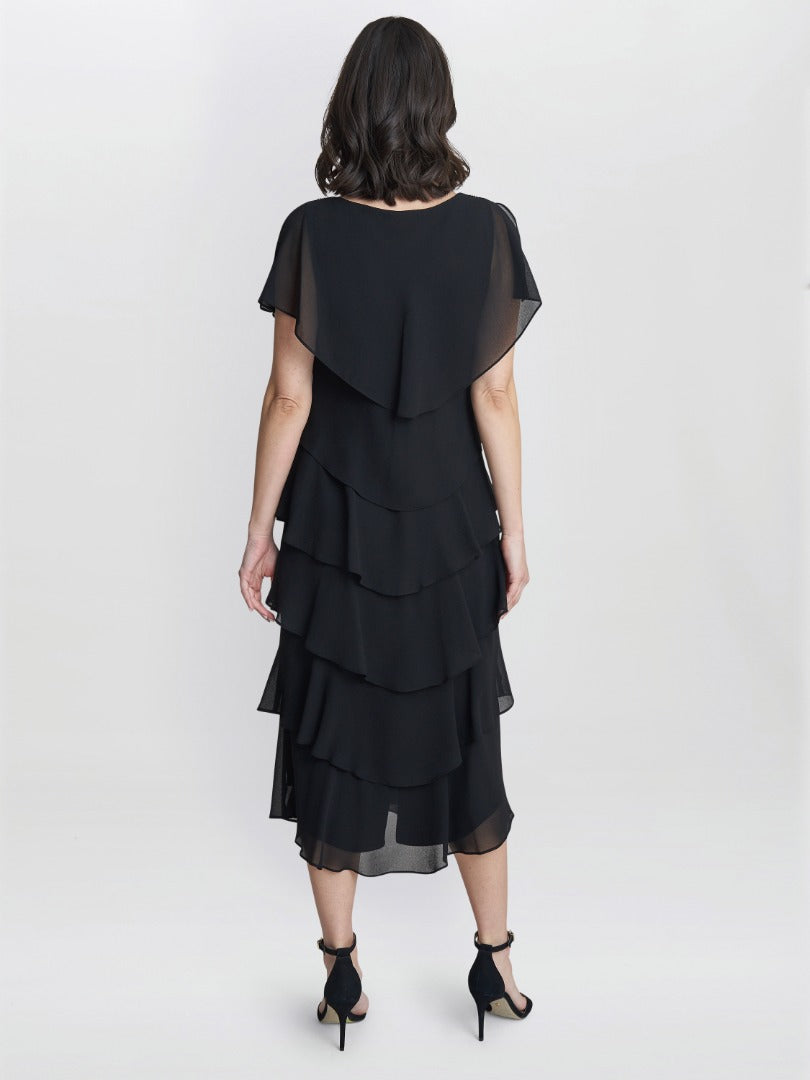  Tessa Midi Tiered Dress With Shoulder Trim