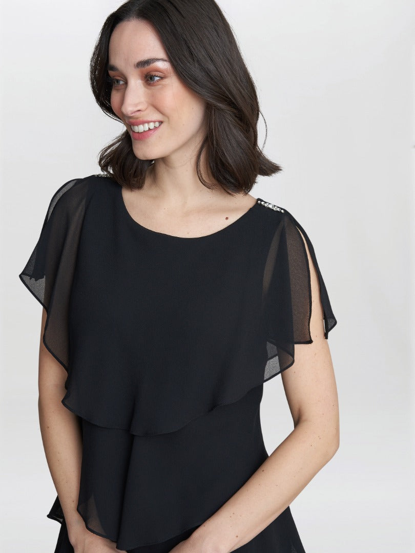 Tessa Midi Tiered Dress With Shoulder Trim