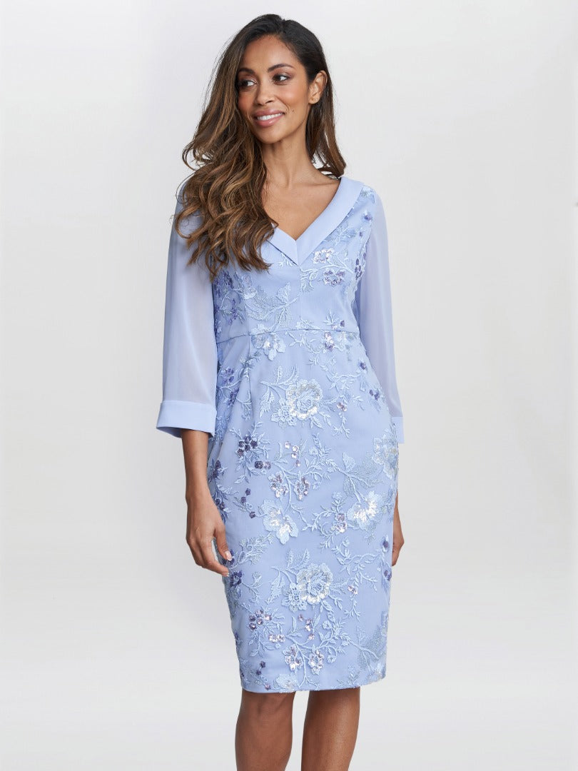  Daisy Crepe Dress With Embroidery