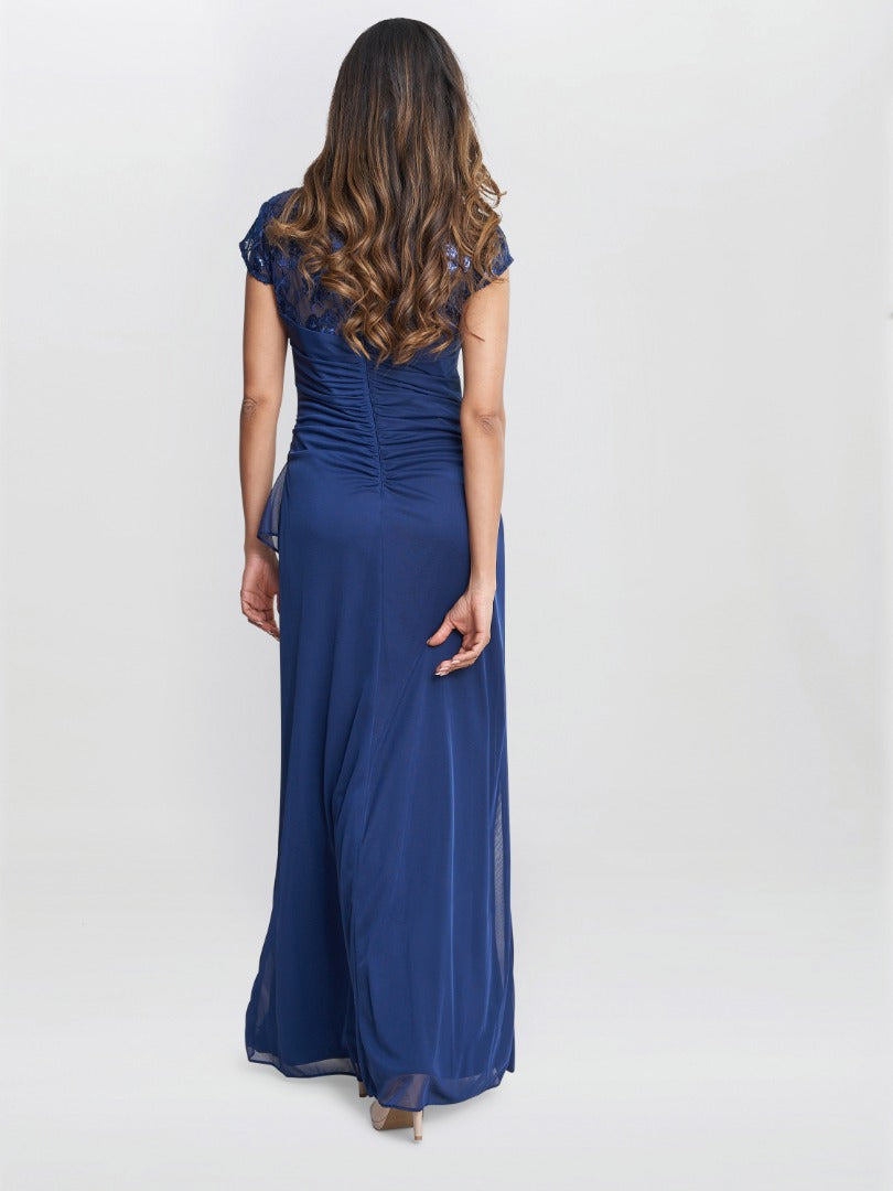  Cecilia Maxi Dress With Embroidered Illusion Neckline