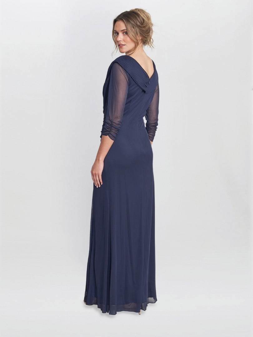  Georgina Maxi Portrait Collar Dress With Beaded Trim