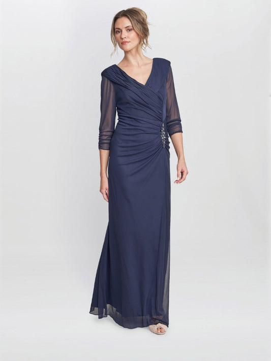  Georgina Maxi Portrait Collar Dress With Beaded Trim