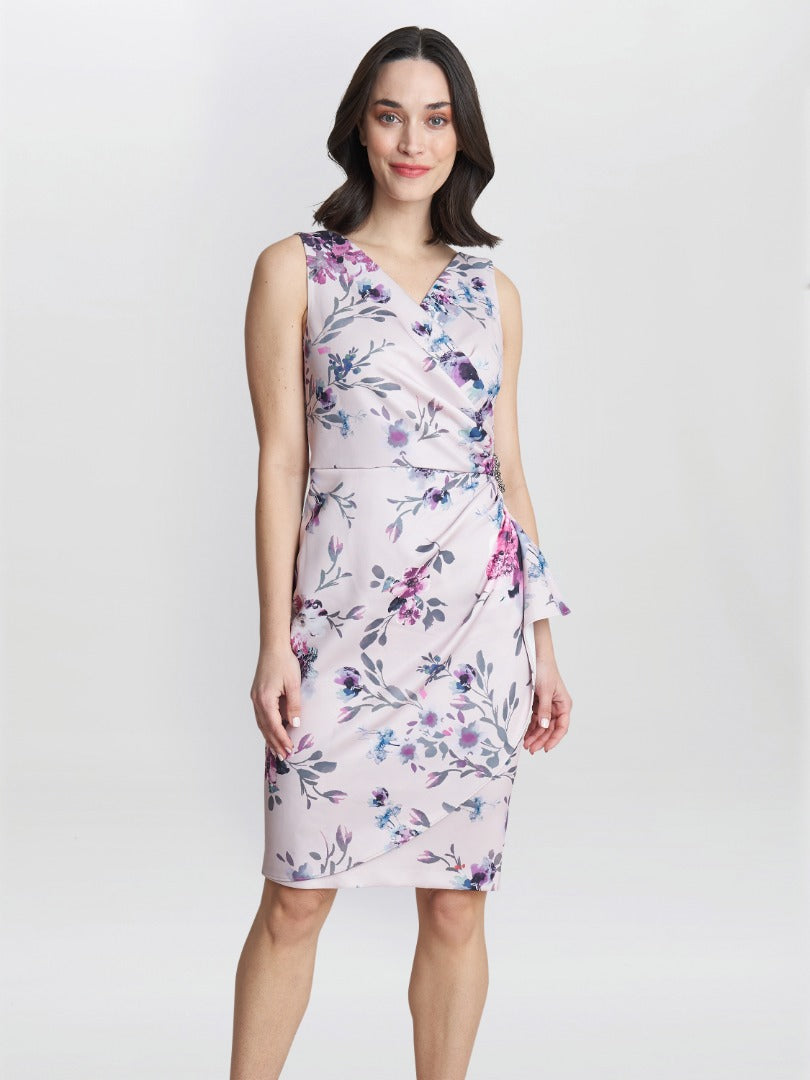  Evelina Petite Printed Dress With Hip Detail