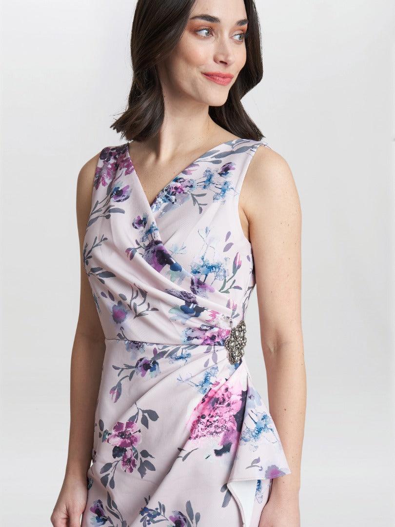  Evelina Petite Printed Dress With Hip Detail