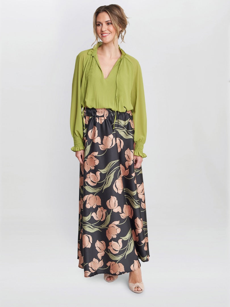  Delphine Pleat Frill Neck Blouse