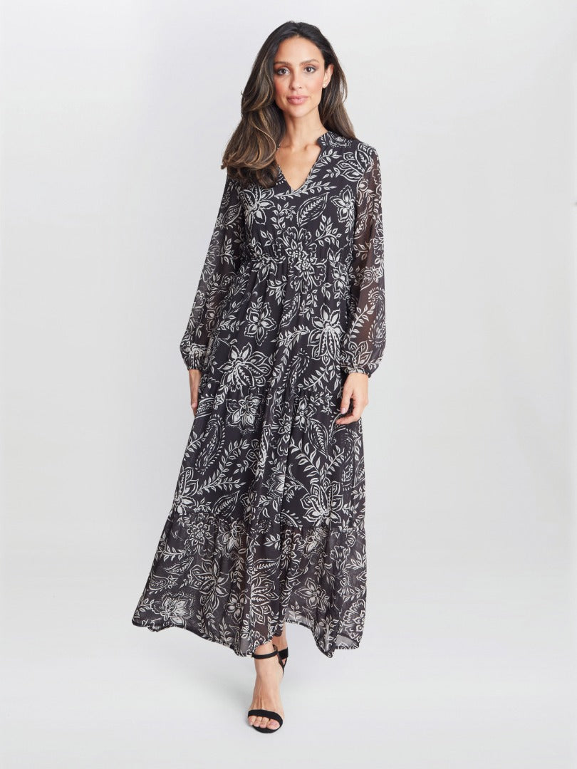  Iona Print Stand Collar Dress