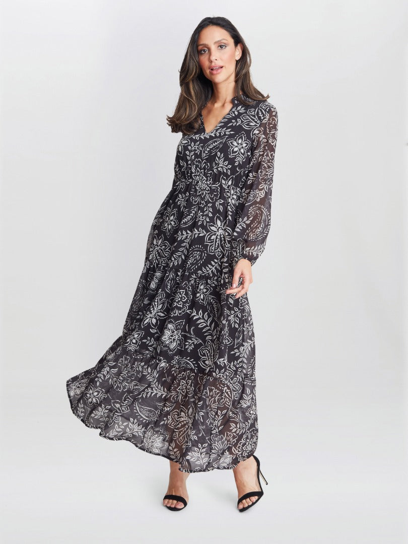  Iona Print Stand Collar Dress
