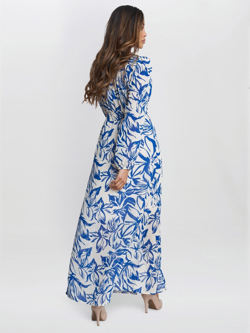  Judy Button Neck Long Sleeve Dress