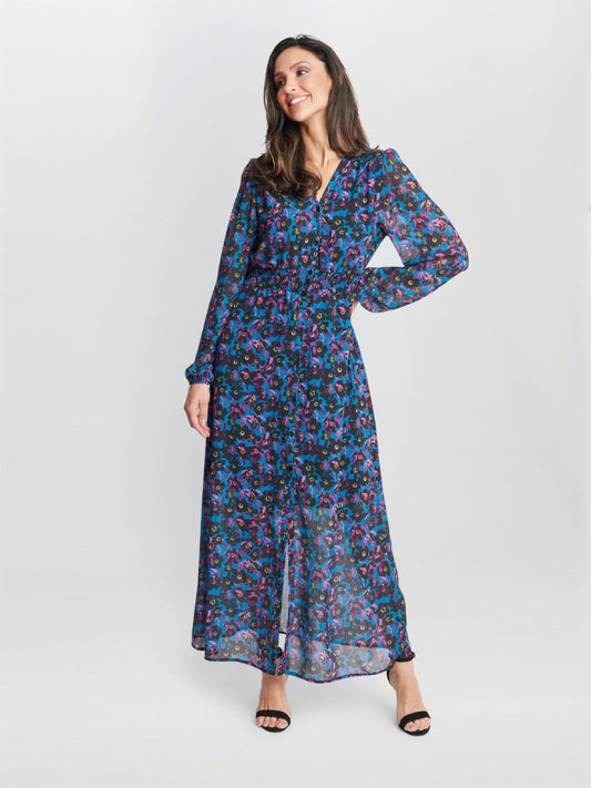  Judy Button Dwon Long Sleeve Dress