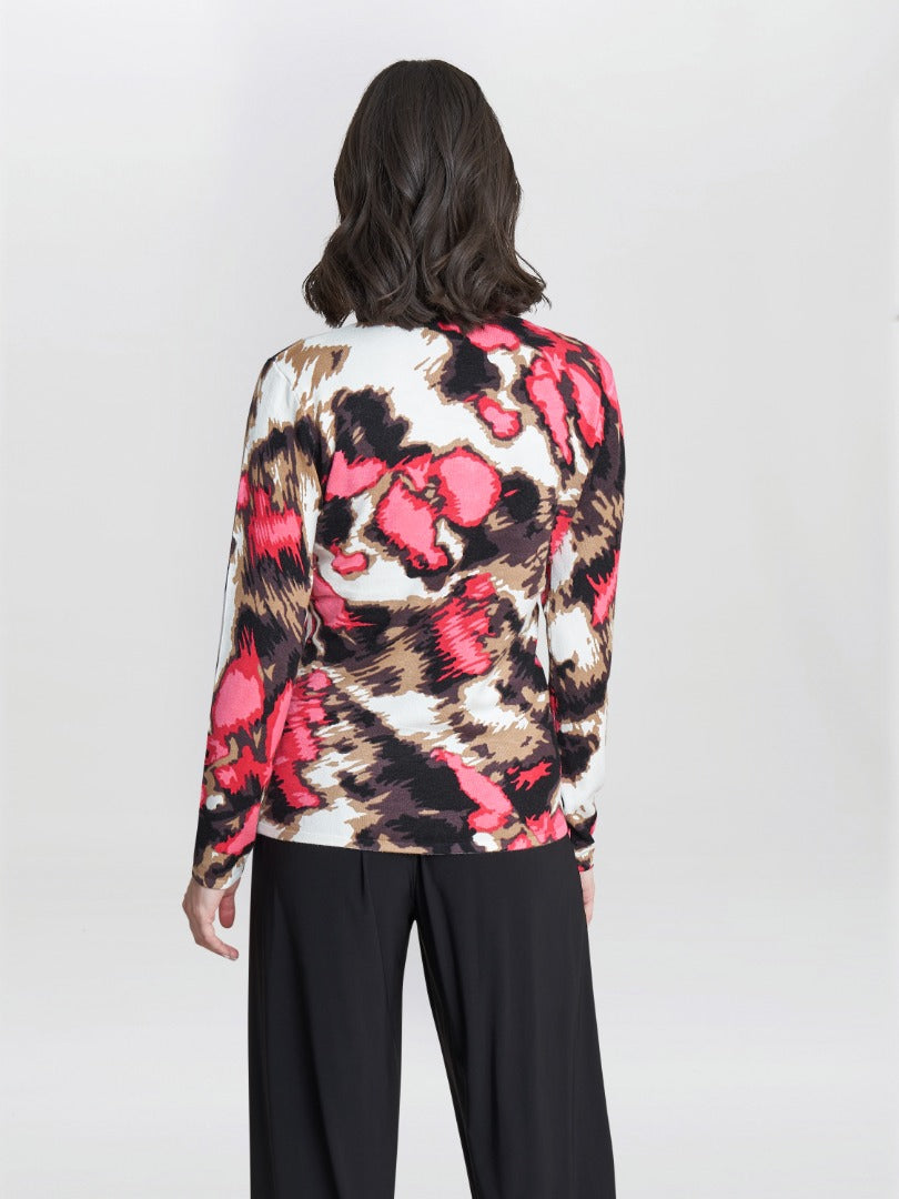  Mazie Abstract Pink Leopard Diamante Jumper