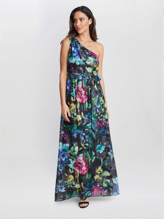  Rosie Printed One Shoulder Maxi With Tie Waist