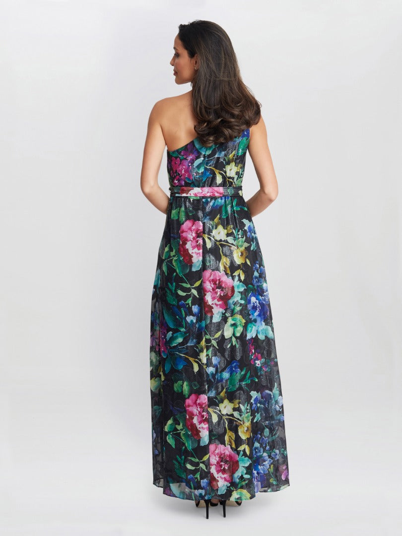  Rosie Printed One Shoulder Maxi With Tie Waist