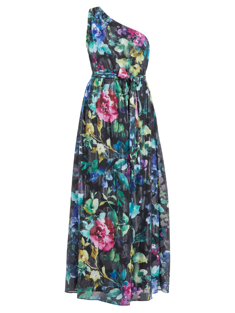  Rosie Printed One Shoulder Maxi With Tie Waist