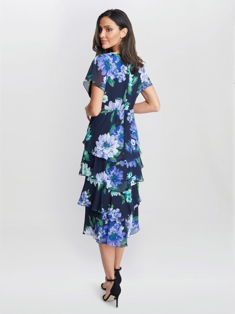  Marie Midi Printed Tiered Dress