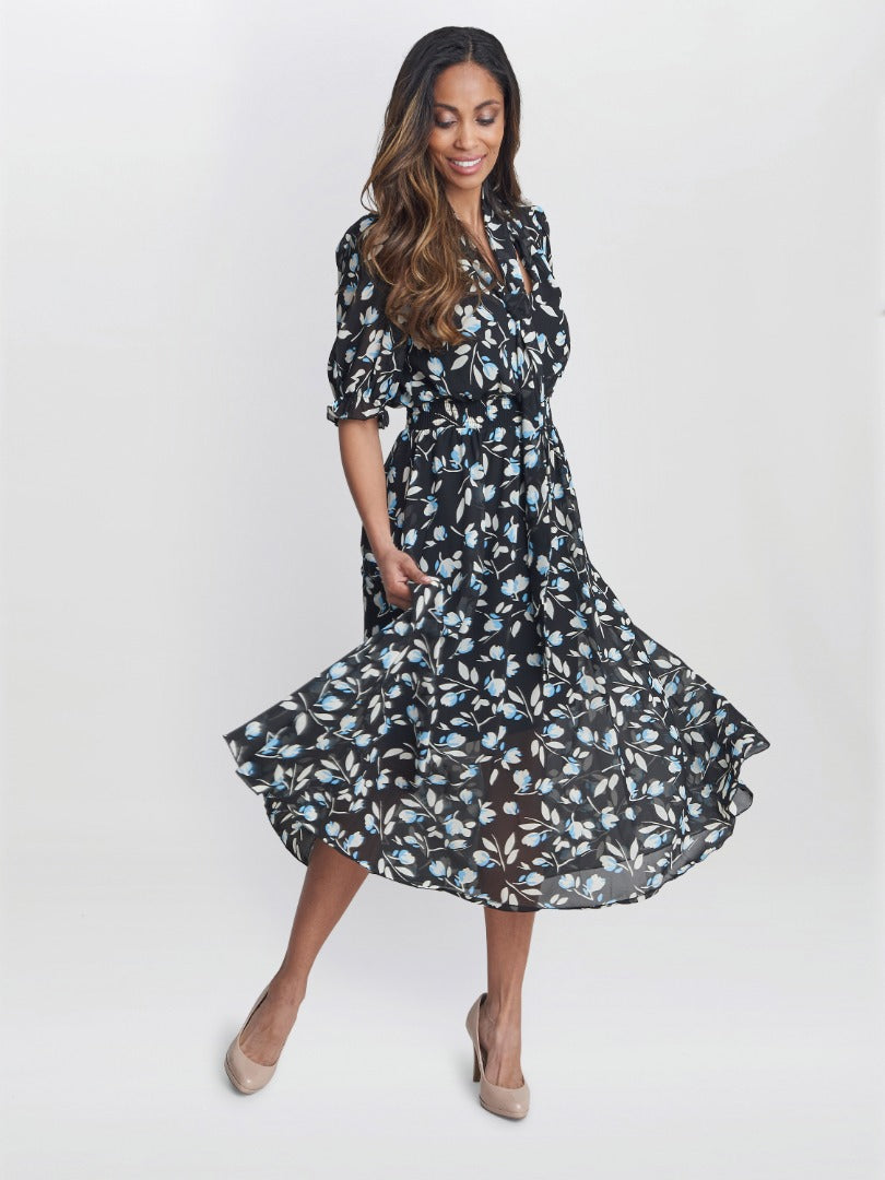  Mimi Godet Pussy Bow Dress