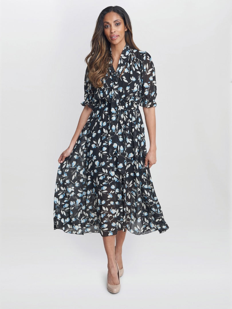  Mimi Godet Pussy Bow Dress