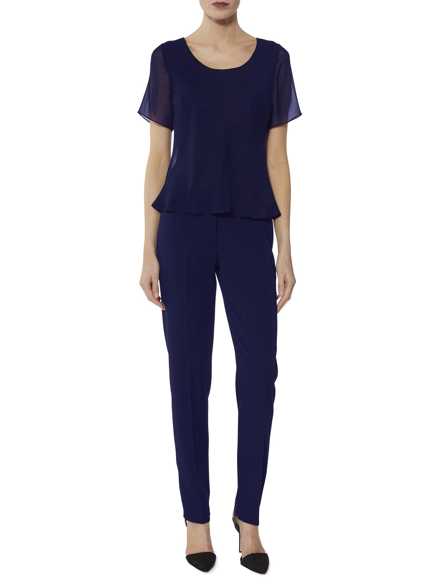  Moss Crepe Trouser With Hem Split