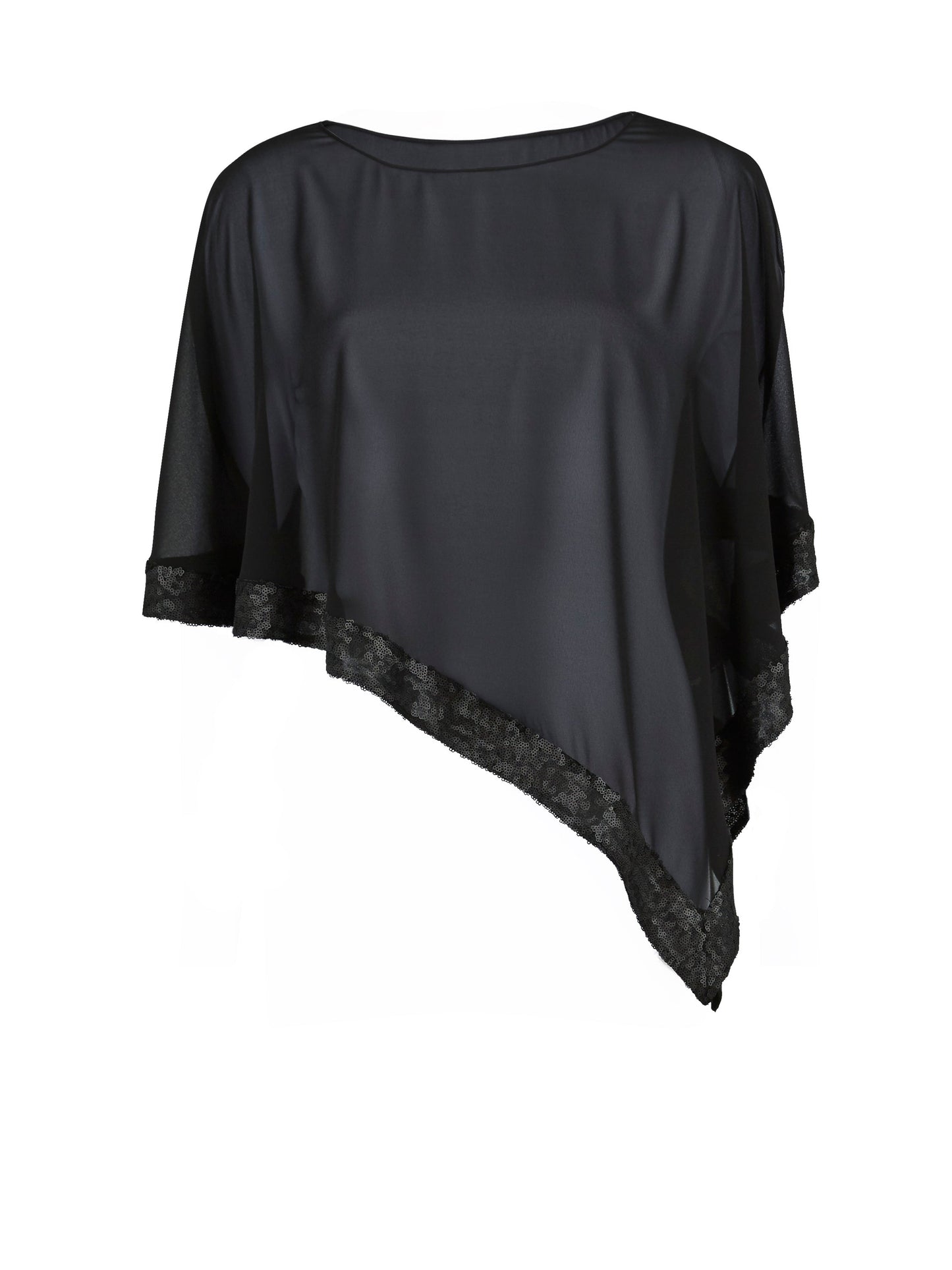  Black Chiffon Cape With Sequin Edge