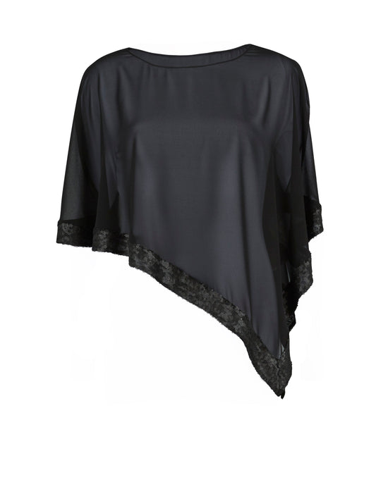  Black Chiffon Cape With Sequin Edge