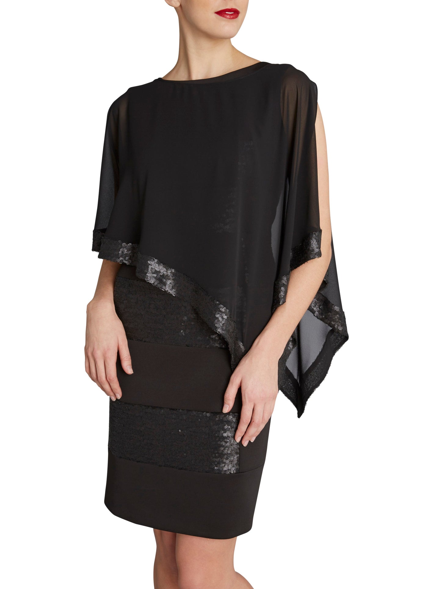  Black Chiffon Cape With Sequin Edge