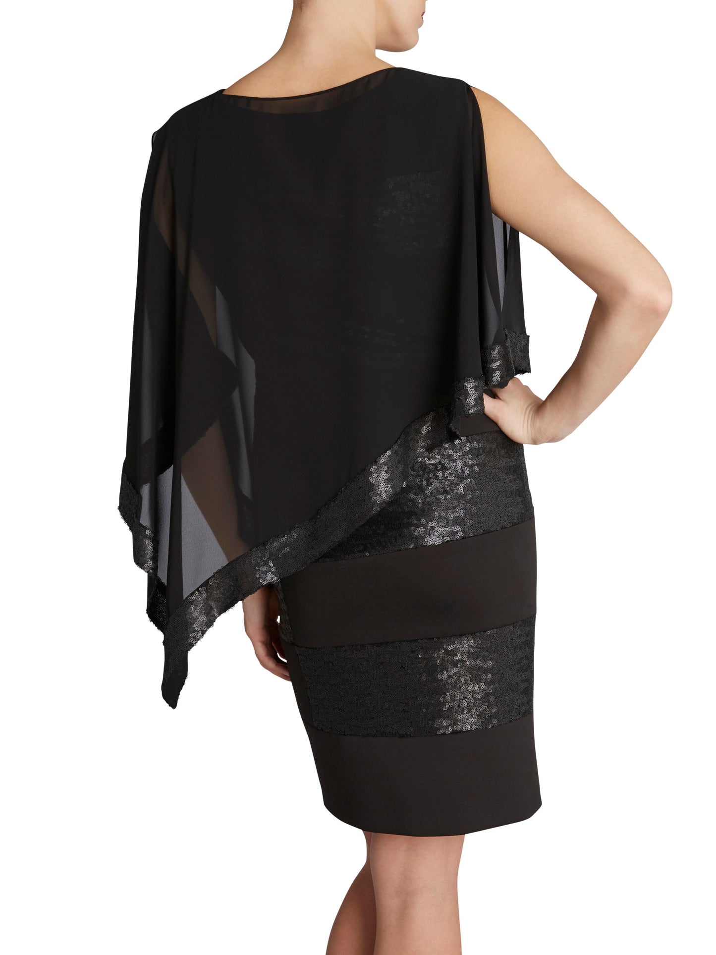  Black Chiffon Cape With Sequin Edge