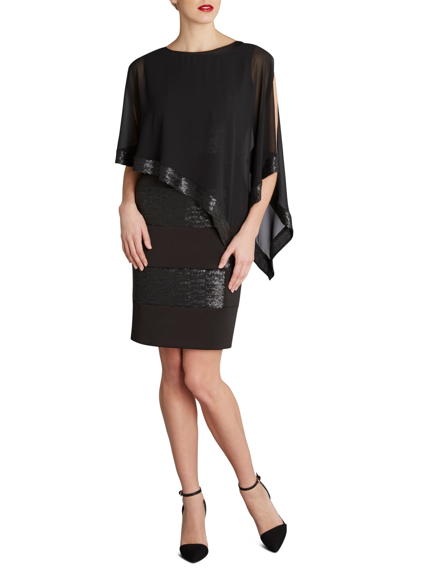  Black Chiffon Cape With Sequin Edge