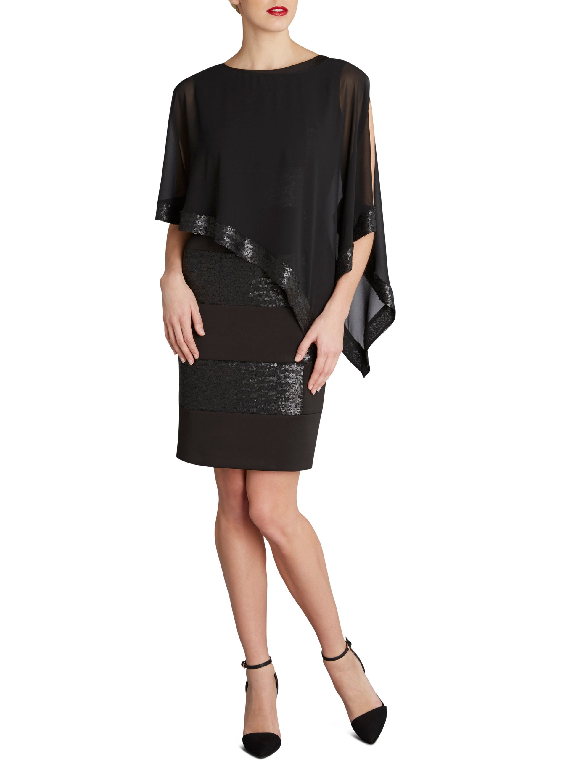  Black Chiffon Cape With Sequin Edge