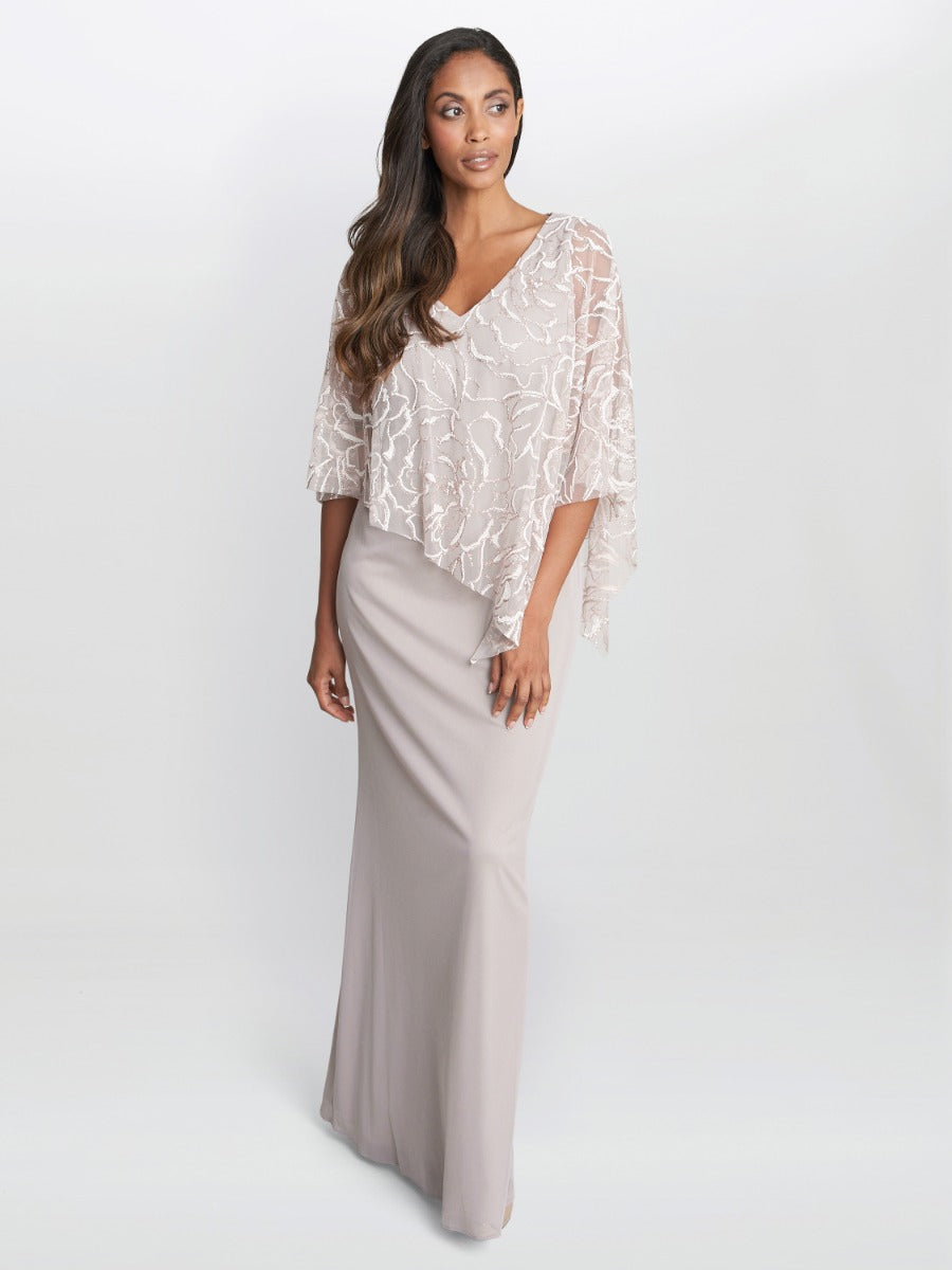  Sephora Chiffon Tank Dress With Asymmetric Capelet