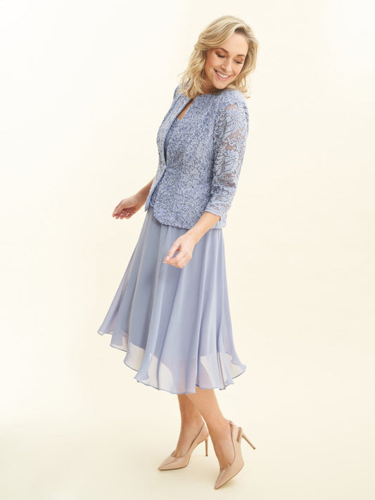 Laticia Midi Length Lace Mock Jacket Dress