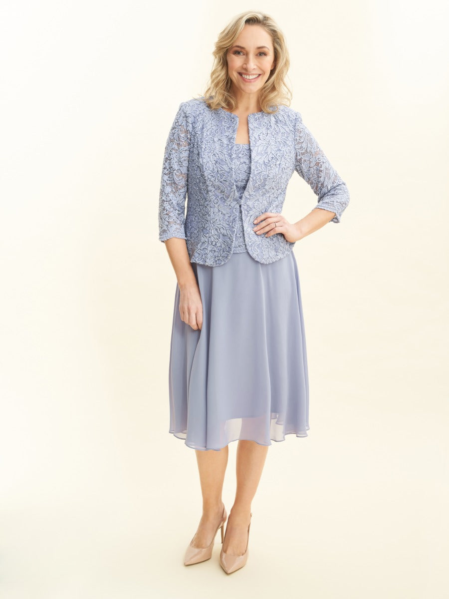  Laticia Midi Length Lace Mock Jacket Dress