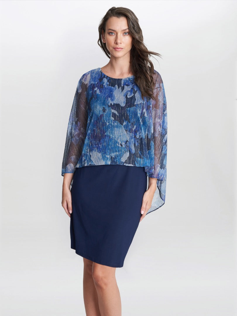  Brenya Floral Print Shimmer Popover Dress