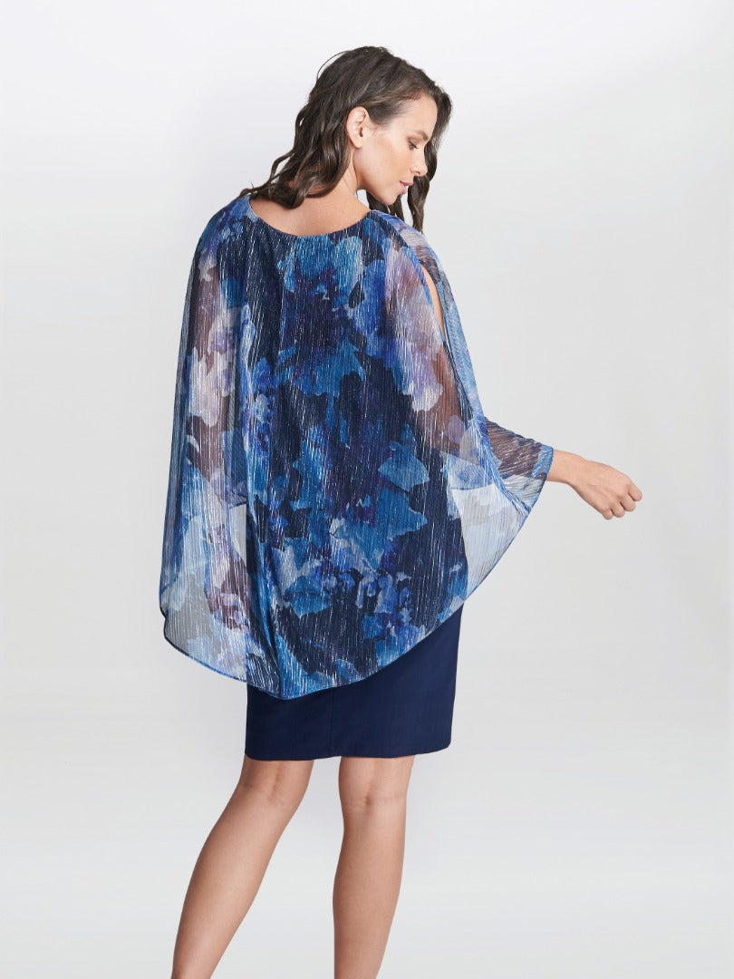  Brenya Floral Print Shimmer Popover Dress