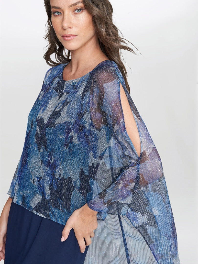  Brenya Floral Print Shimmer Popover Dress