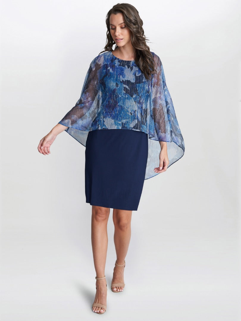  Brenya Floral Print Shimmer Popover Dress