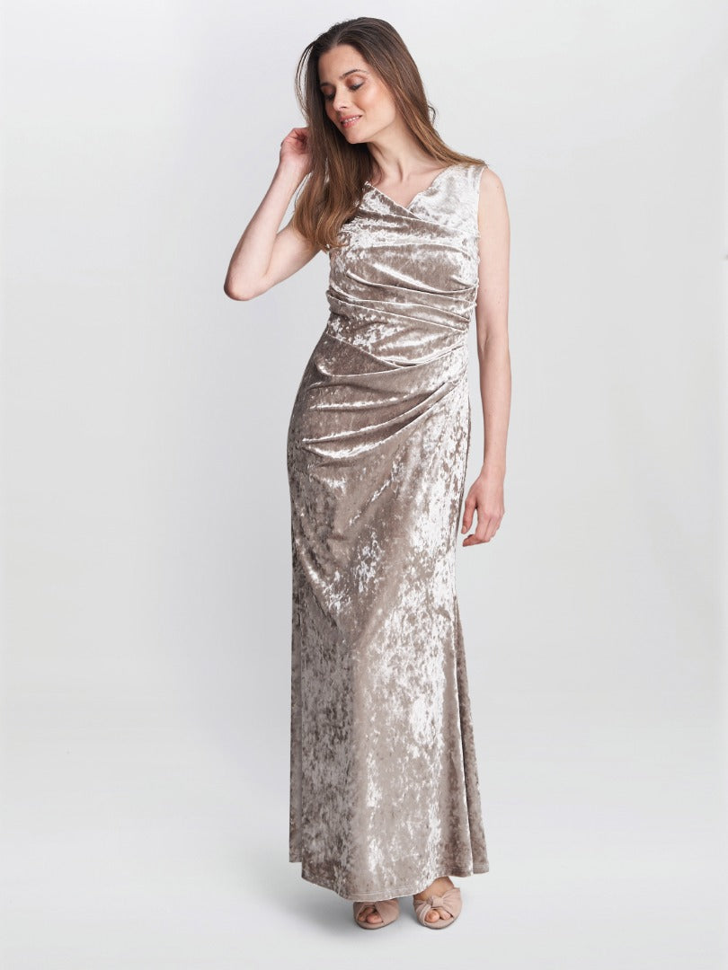 Talia Crushed Velvet Maxi Dress