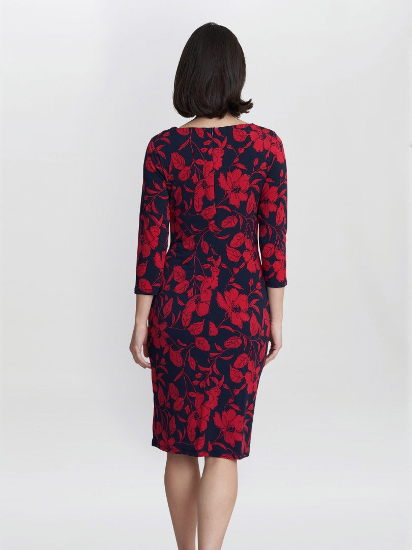  Abbie Printed Jersey Cowl Neck Dress