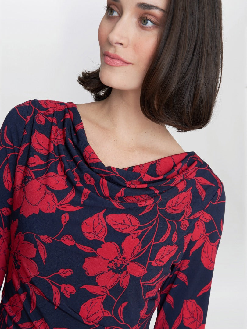  Abbie Printed Jersey Cowl Neck Dress