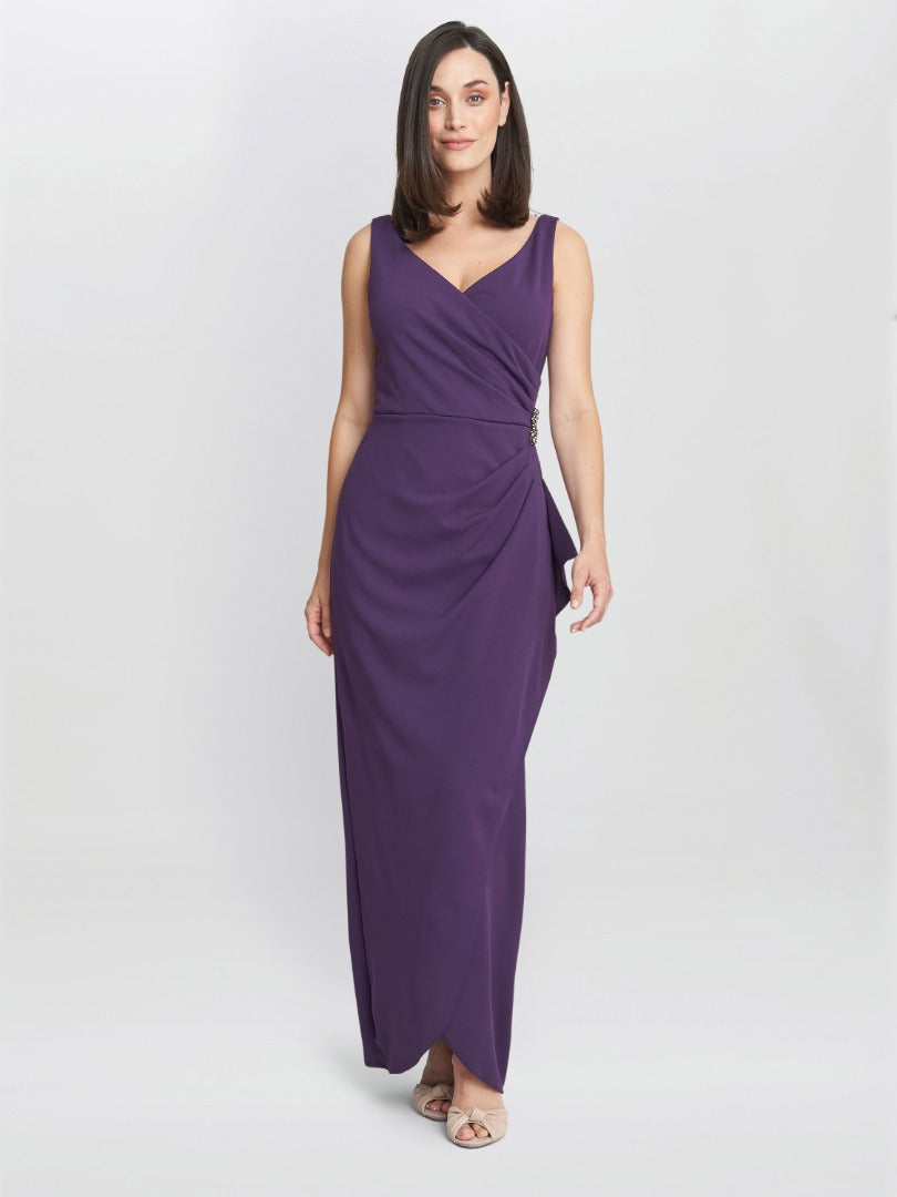  Neena V Neck Tulip Gown With Embellishment
